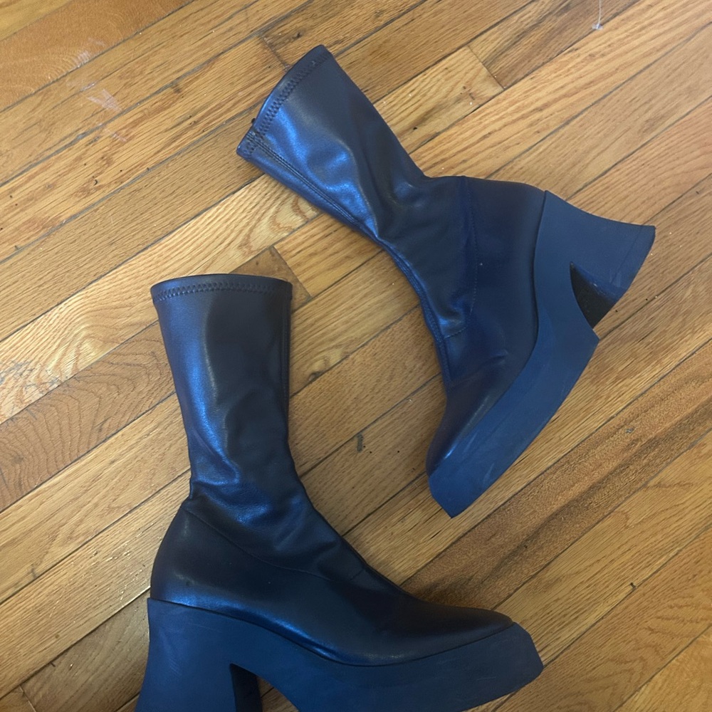 Miista Navy Heeled Boots